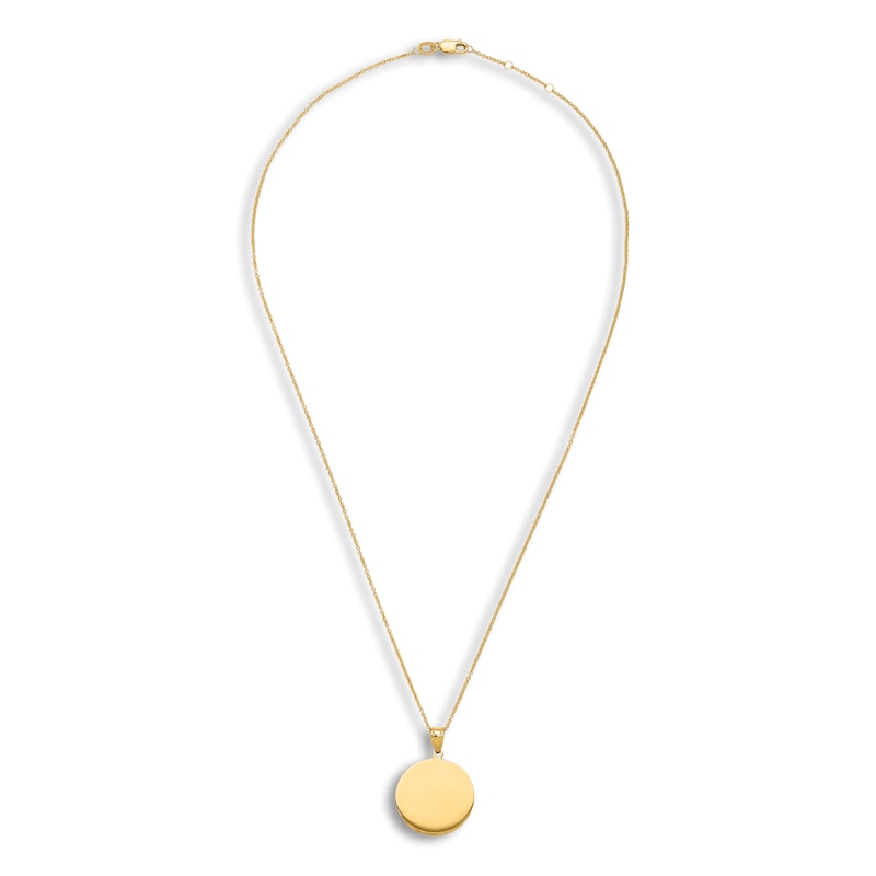 Engravable Circle Necklace 14K Yellow Gold 16" to 18" Adjustable