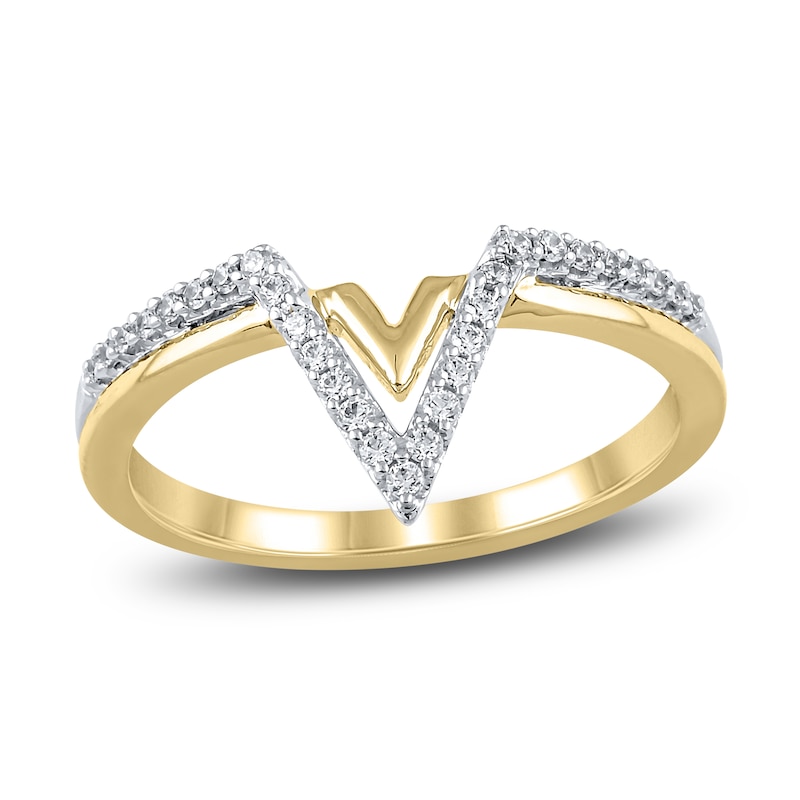 Main Image 1 of Diamond Contour Wedding Band 1/6 ct tw Round 10K Two-Tone Gold