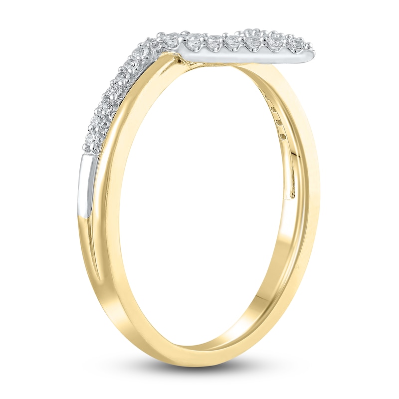 Main Image 2 of Diamond Contour Wedding Band 1/6 ct tw Round 10K Two-Tone Gold
