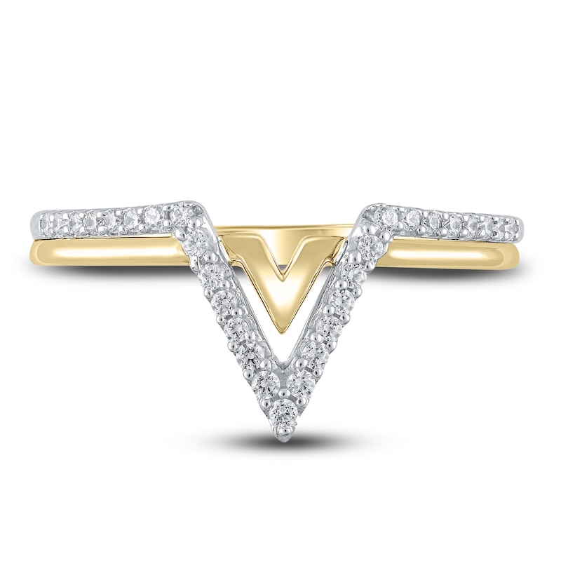 Main Image 3 of Diamond Contour Wedding Band 1/6 ct tw Round 10K Two-Tone Gold