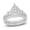 Thumbnail Image 1 of Diamond Halo Bridal Set 1 ct tw Round/Baguette 14K White Gold