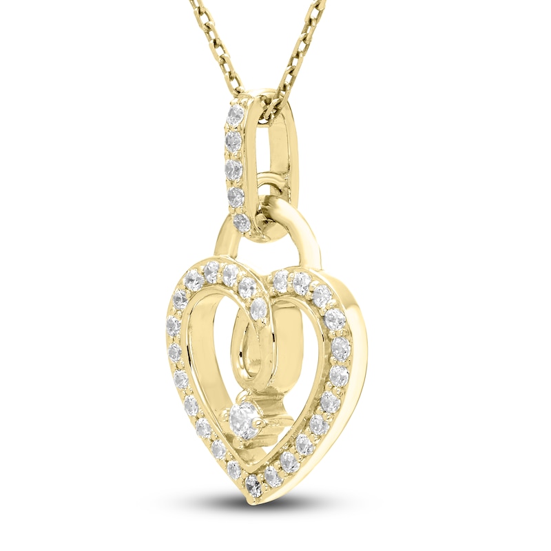 Main Image 2 of Diamond Heart Pendant Necklace 1/4 ct tw Round 10K Yellow Gold 18"