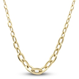 Italia D'Oro Hollow Graduated Link Necklace 14K Yellow Gold 18&quot;