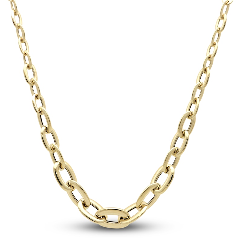 Hollow Figaro Chain Necklace 14K Yellow Gold 18