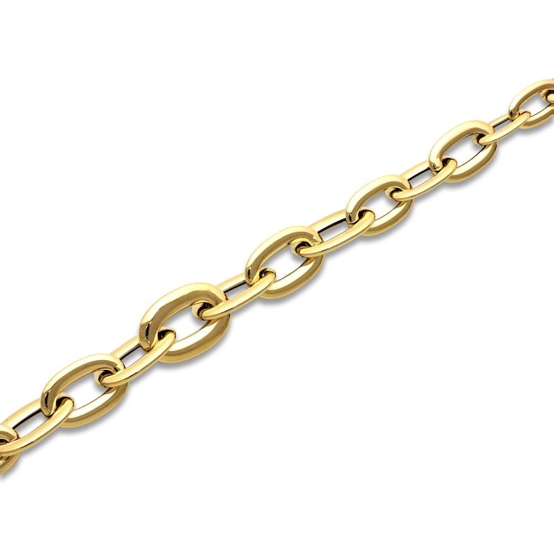 Italia D'Oro Hollow Graduated Link Necklace 14K Yellow Gold 18" 17mm