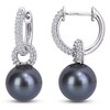 Thumbnail Image 1 of Tahitian Cultured Pearl Drop Earrings 1/2 ct tw Diamonds 14K White Gold