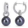 Thumbnail Image 0 of Tahitian Cultured Pearl Drop Earrings 1/2 ct tw Diamonds 14K White Gold