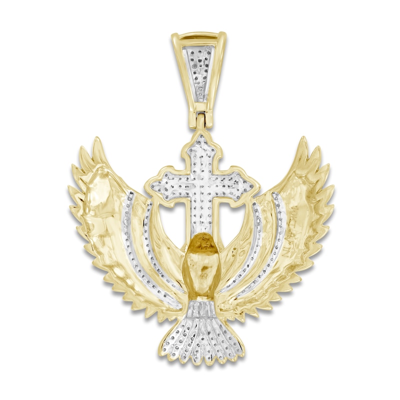 Main Image 3 of Men's Diamond Cross & Eagle Charm 1/2 ct tw Round 10K Yellow Gold