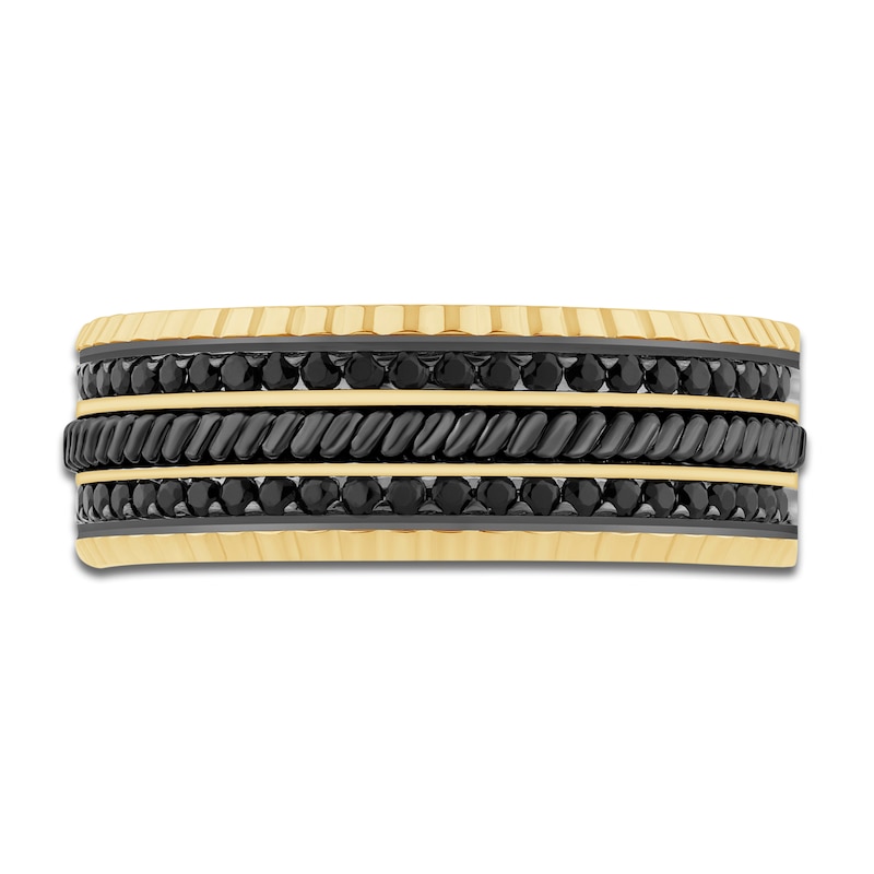 Main Image 3 of Pnina Tornai Men's Black Diamond Wedding Ring 1/2 ct tw Round 14K Yellow Gold