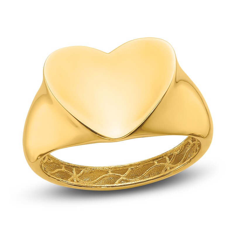 Main Image 1 of High-Polish Heart Signet Ring 14K Yellow Gold