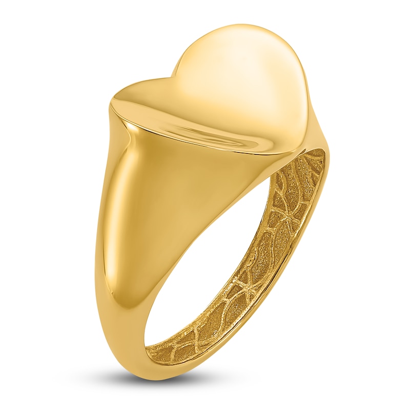Main Image 6 of High-Polish Heart Signet Ring 14K Yellow Gold