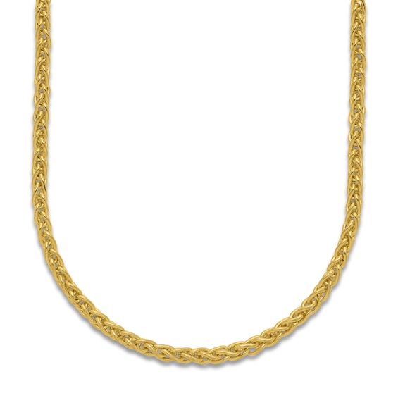 High-Polish Wheat Chain Necklace 24K Yellow Gold 18" 2.5mm