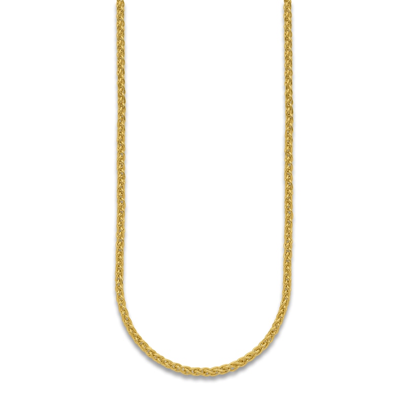 Main Image 2 of High-Polish Wheat Chain Necklace 24K Yellow Gold 18" 2.5mm