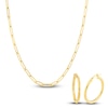 Thumbnail Image 0 of Paperclip Chain Necklace & Hoop Earring Set 14K Yellow Gold 3.8mm