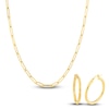 Thumbnail Image 1 of Paperclip Chain Necklace & Hoop Earring Set 14K Yellow Gold 3.8mm