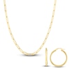 Thumbnail Image 1 of Paperclip Chain Necklace & Hoop Earring Set 14K Yellow Gold 3.8mm