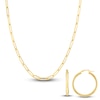 Thumbnail Image 2 of Paperclip Chain Necklace & Hoop Earring Set 14K Yellow Gold 3.8mm