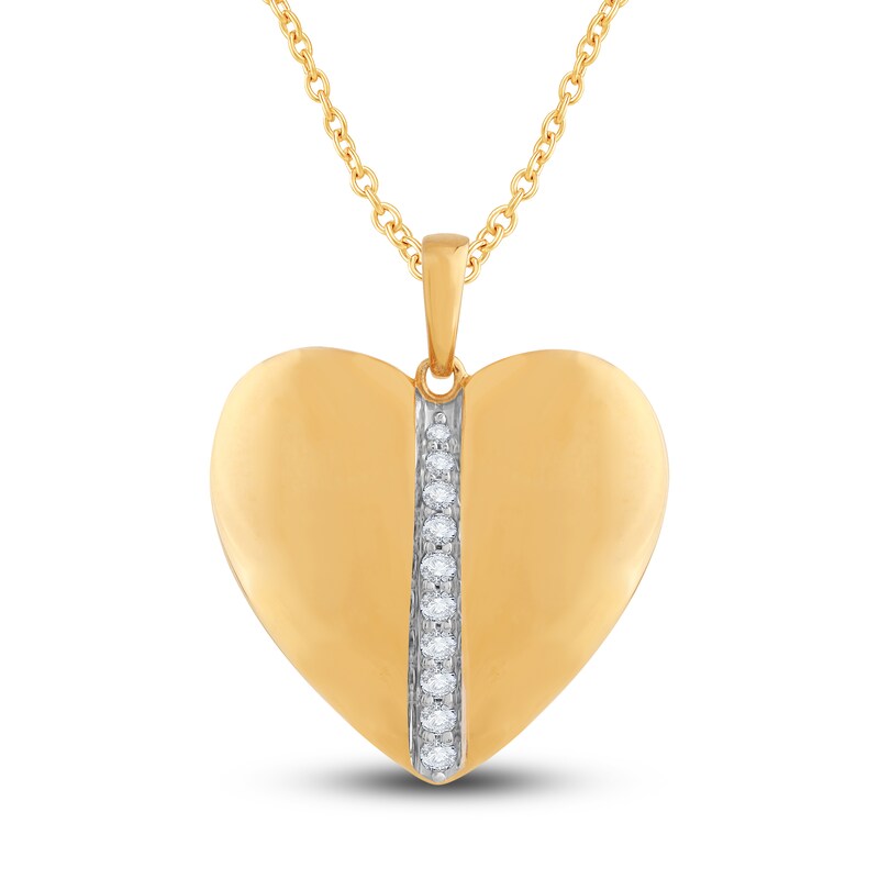 Main Image 1 of Diamond Heart Pendant Necklace 1/6 ct tw Round 14K Yellow Gold 18"