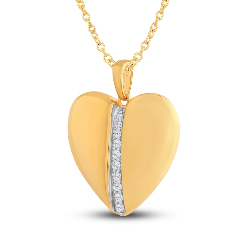 Main Image 2 of Diamond Heart Pendant Necklace 1/6 ct tw Round 14K Yellow Gold 18"