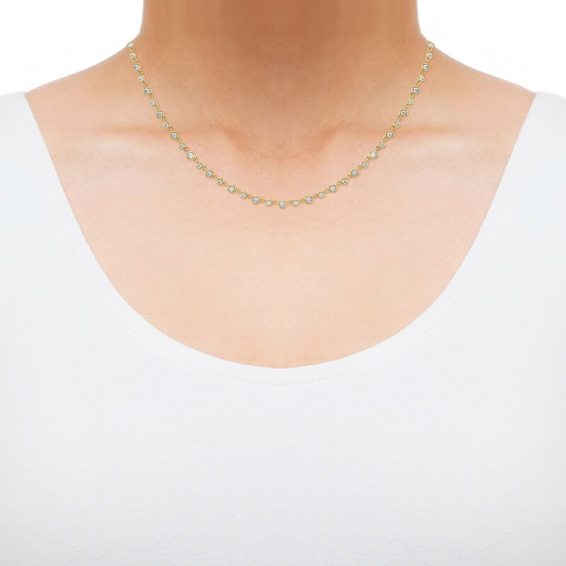 Main Image 4 of Diamond Bezel Tennis Necklace 3 ct tw 14K Yellow Gold 24"