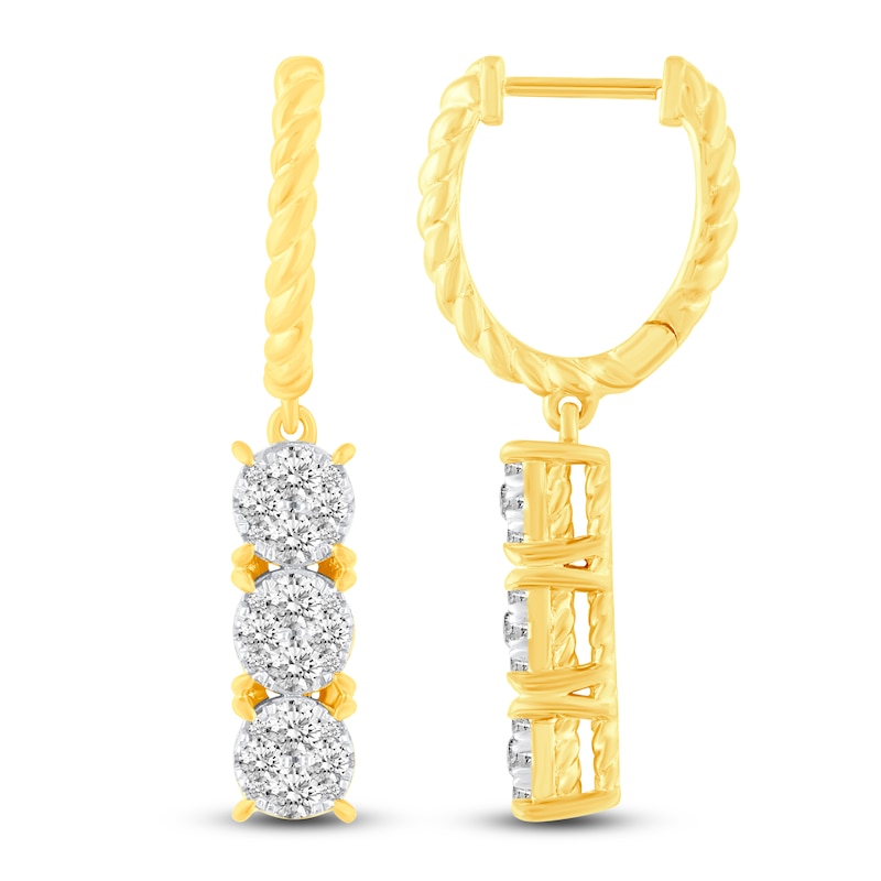 Diamond Huggie/Dangle Earrings 1 ct tw 14K Yellow Gold