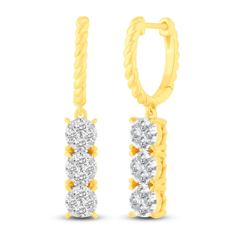 Main Image 2 of Diamond Huggie/Dangle Earrings 1 ct tw 14K Yellow Gold
