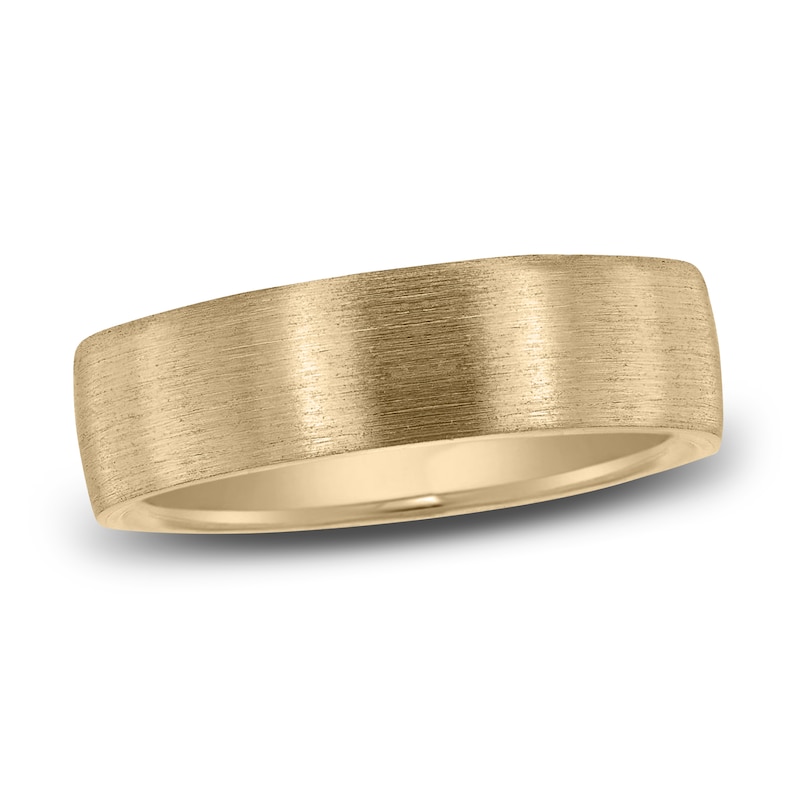 Main Image 1 of Dome Wire Brush Wedding Band 14K Yellow Gold 7mm