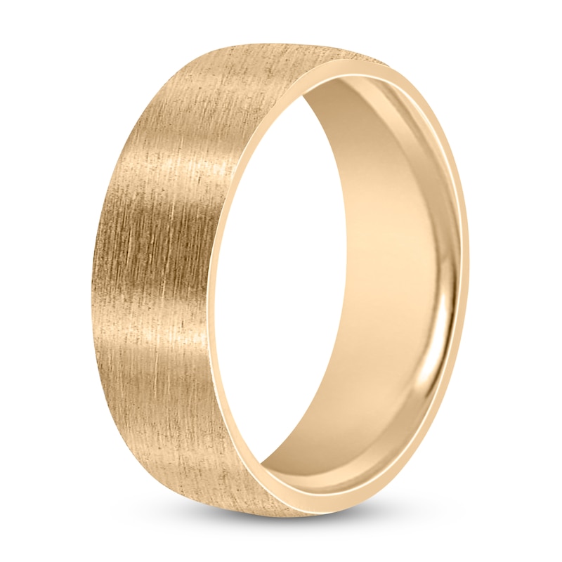 Main Image 2 of Dome Wire Brush Wedding Band 14K Yellow Gold 7mm