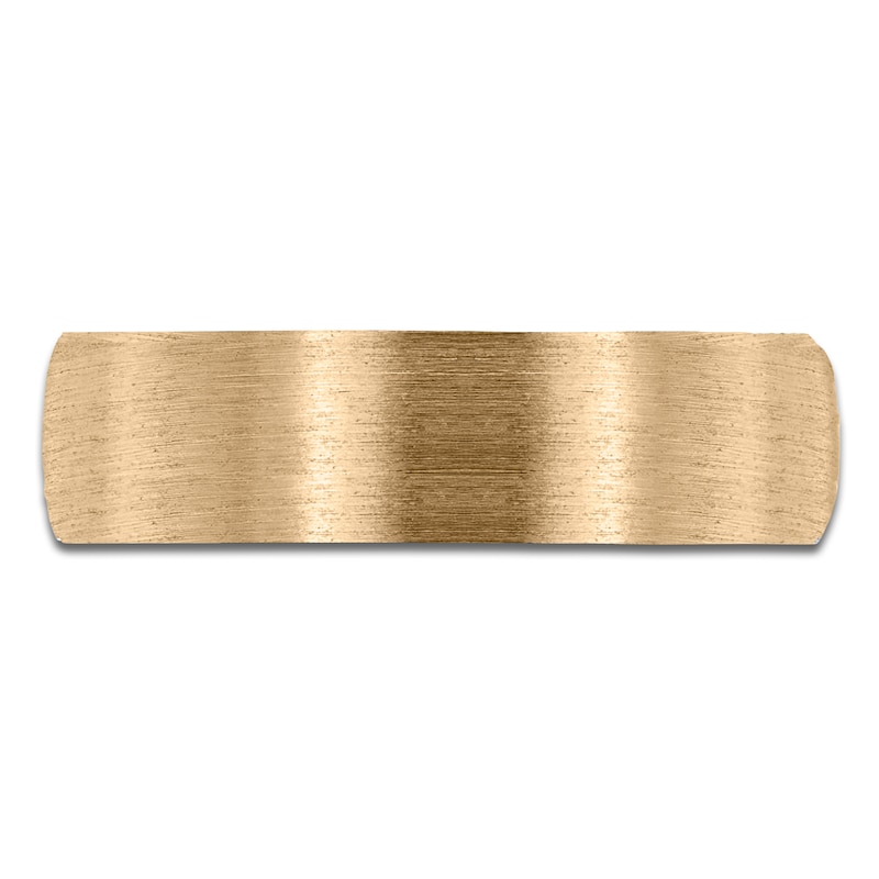Main Image 3 of Dome Wire Brush Wedding Band 14K Yellow Gold 7mm