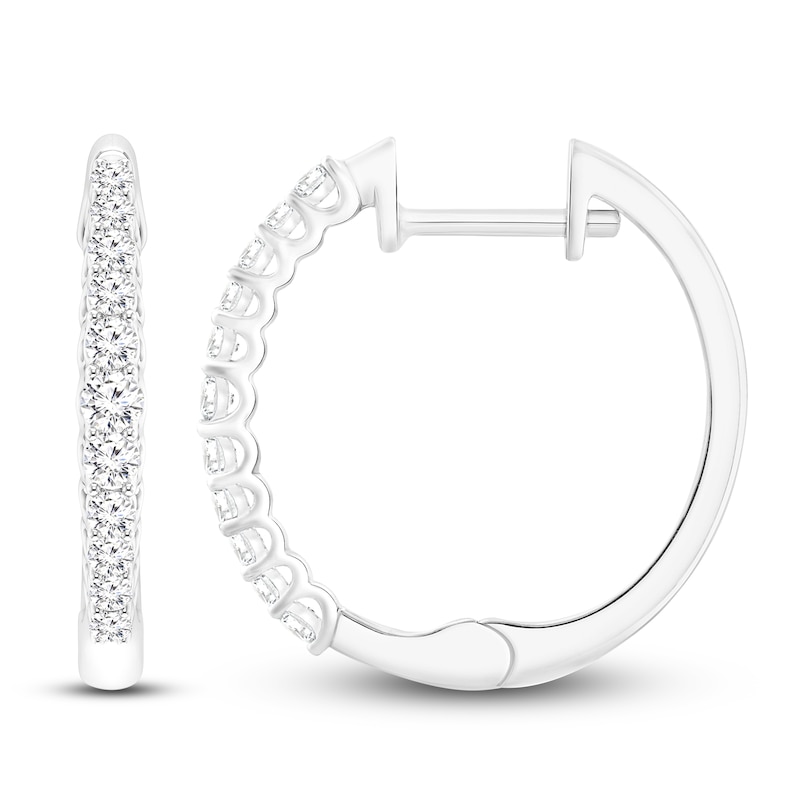 Main Image 1 of Diamond Hoop Earrings 1/2 ct tw 10K White Gold