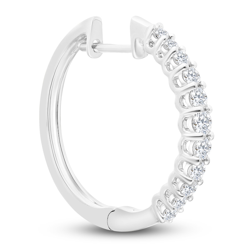 Main Image 2 of Diamond Hoop Earrings 1/2 ct tw 10K White Gold