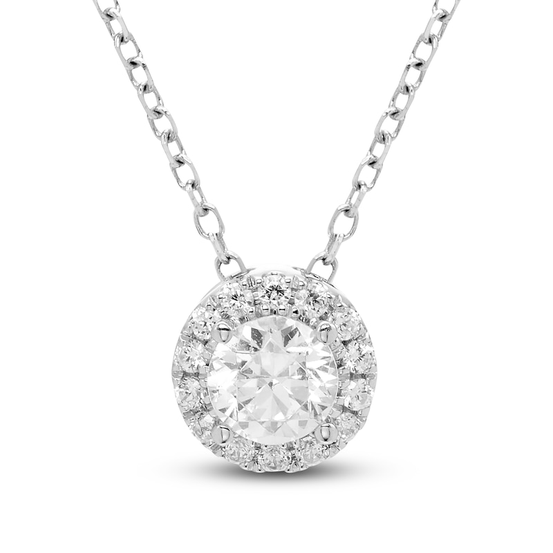 Main Image 1 of Diamond Halo Pendant Necklace 1/4 ct tw 14K White Gold