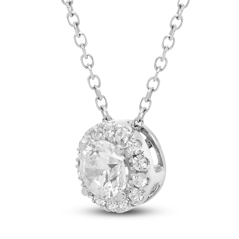 Main Image 2 of Diamond Halo Pendant Necklace 1/4 ct tw 14K White Gold