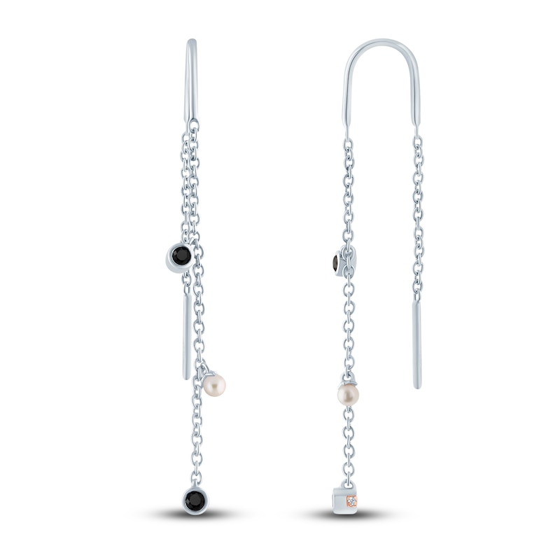 Main Image 1 of Pnina Tornai Culture Freshwater Pearl & Black Diamond Earrings 1/6 ct tw 14K White Gold