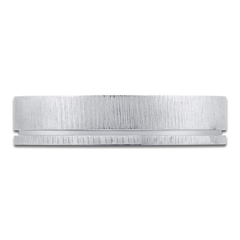 Main Image 3 of High-Polish Beveled Wedding Band 14K White Gold 4.9mm