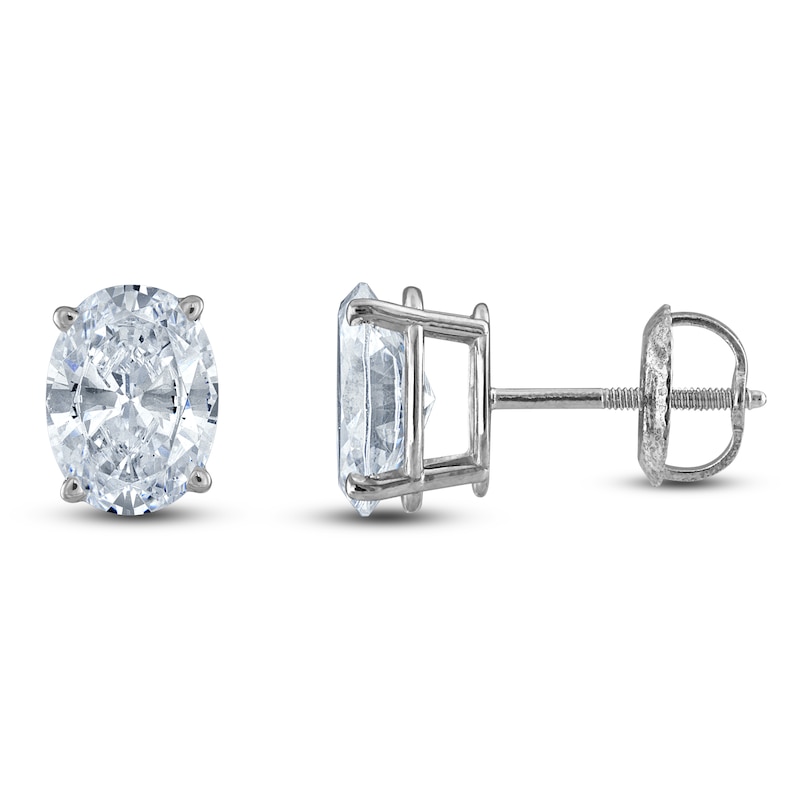 Main Image 1 of Oval-Cut Lab-Grown Diamond Solitaire Stud Earrings 1 ct tw 14K White Gold (F/SI2)