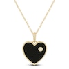 Thumbnail Image 1 of Black Onyx & Diamond Accent Heart Necklace 14K Yellow Gold 17"