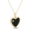 Thumbnail Image 3 of Black Onyx & Diamond Accent Heart Necklace 14K Yellow Gold 17"