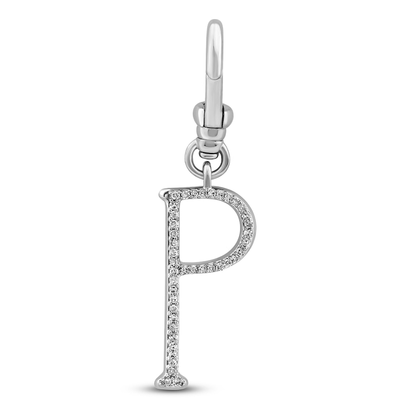 Main Image 1 of Charm'd by Lulu Frost Diamond Letter P Charm 1/15 ct tw Pavé Round 10K White Gold