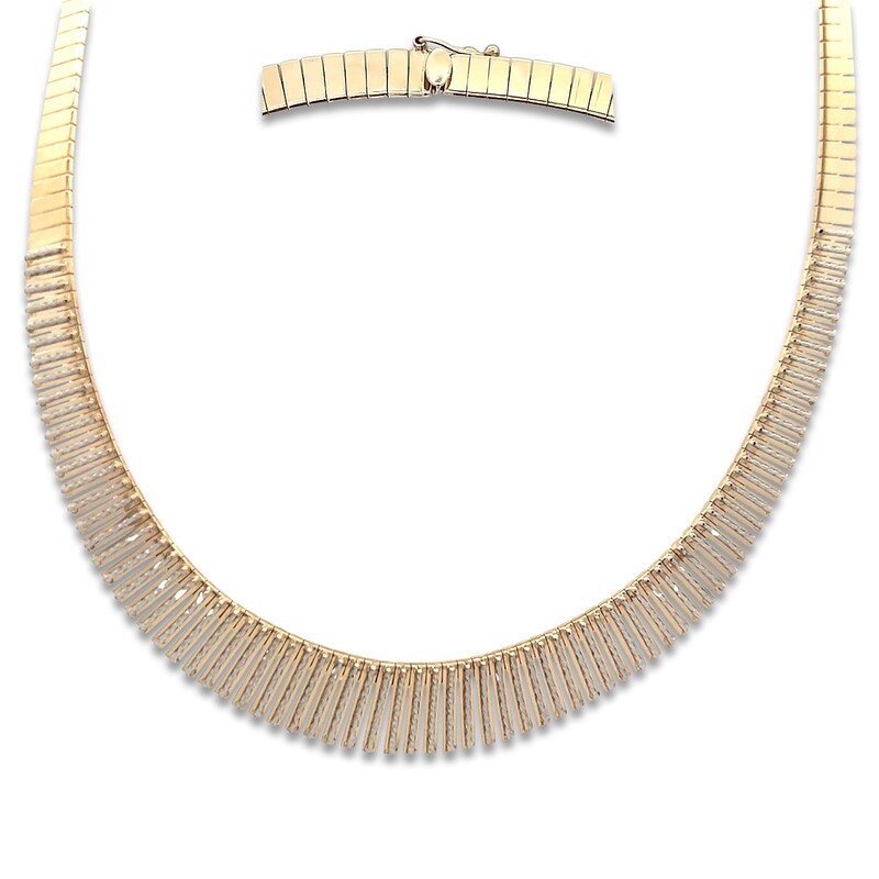 Main Image 1 of Italia D'Oro Diamond-Cut Graduated Necklace 14K Yellow Gold 16"