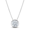 Thumbnail Image 1 of Certified Round-Cut Diamond Bezel-Set Solitaire Necklace 2 ct tw 14K White Gold 18" (I1/I)