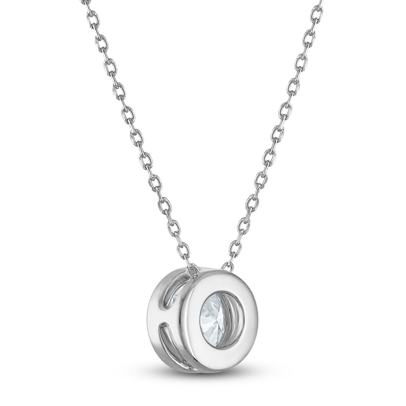 Main Image 3 of Certified Round-Cut Diamond Bezel-Set Solitaire Necklace 2 ct tw 14K White Gold 18" (I1/I)