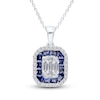 Thumbnail Image 1 of Kallati Natural Blue Sapphire & Diamond Double Frame Necklace 1/3 ct tw 14K White Gold