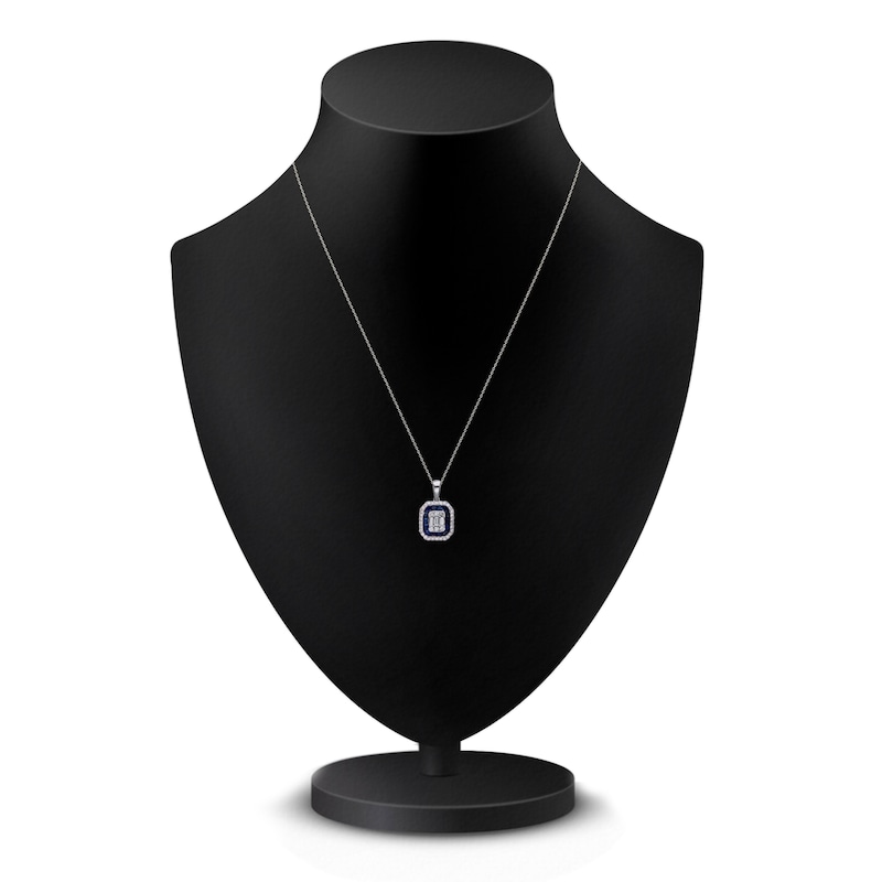 Main Image 3 of Kallati Natural Blue Sapphire & Diamond Double Frame Necklace 1/3 ct tw 14K White Gold