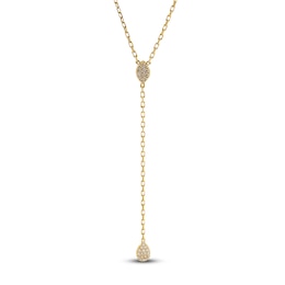 Crivelli Multi-Diamond Y-Drop Necklace 1/4 ct tw 18K Yellow Gold 18"