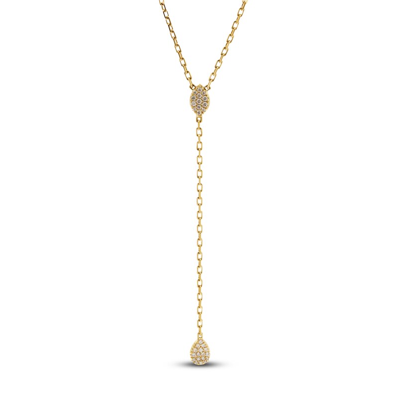 Main Image 1 of Crivelli Multi-Diamond Y-Drop Necklace 1/4 ct tw 18K Yellow Gold 18"