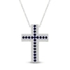 Thumbnail Image 1 of Blue & White Lab-Created Sapphire Cross Necklace Sterling Silver 18"