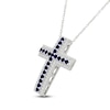 Thumbnail Image 2 of Blue & White Lab-Created Sapphire Cross Necklace Sterling Silver 18"