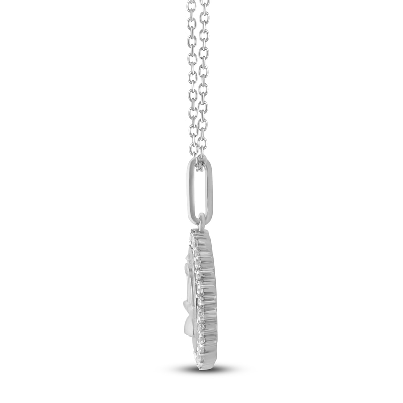 Main Image 3 of Diamond Zodiac Libra Medallion Necklace 1/3 ct tw Sterling Silver 18"