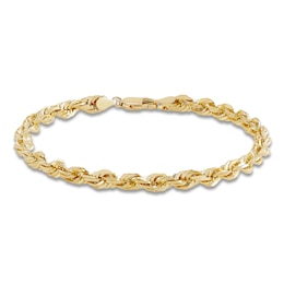 Solid Glitter Rope Chain Bracelet 5.5mm 10K Yellow Gold 8.25"